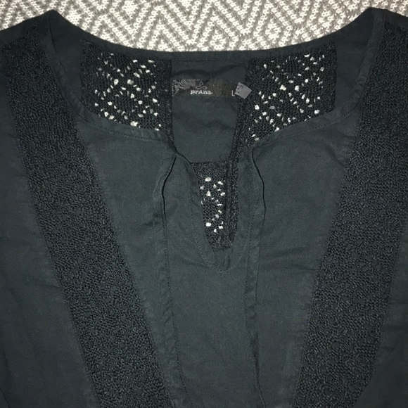 Prana Sofie Black Boho Crochet Peasant Top Large - Picture 3 of 8